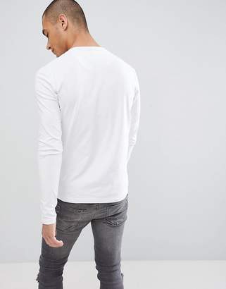 Farah Southall super slim fit logo long sleeve t-shirt in white