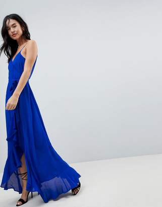 ASOS Design ruffle front cami wrap maxi dress