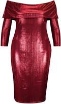 Thumbnail for your product : boohoo Plus Metallic Off The Shoulder Midi dress