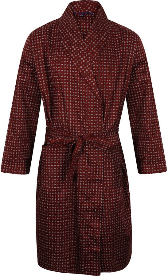 Somax Men's Luxury Lightweight Cotton Dressing Gown Wine Diamond