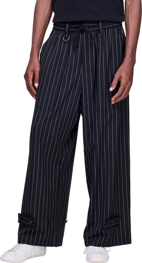 Y-3 Refined Pinstripe Oversize Wide Leg Drawstring Pants