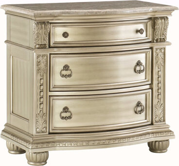 Silver Finish European Design 1Pc Nightstand W Traditional Bedroom Furniture