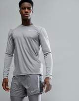 Thumbnail for your product : Nike Running Breathe Miler Long Sleeve Top In Grey With Arm Print 904665-036