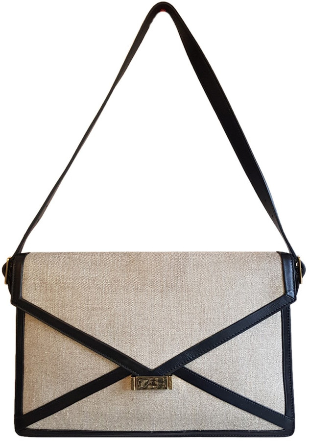 Celine Diamond Clutch Beige Linen Handbags - ShopStyle