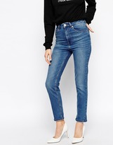 Thumbnail for your product : ASOS Farleigh High Waist Slim Mom Jeans in Mid Wash Blue