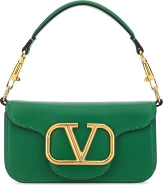 Sequined Shoulder Bag With Vlogo Signature Buckle With Rhinestones by  Valentino in Green color for Luxury Clothing