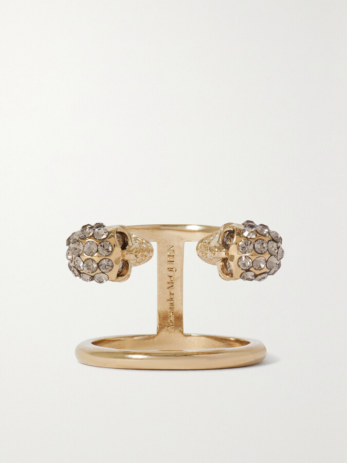 Alexander McQueen Gold-tone Crystal Ring - 15