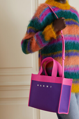 ■MARNI■ Small Shopping Knit Jacquard Tote Bag Multicolor S Marni Shopping Small Jacquard-knit Tote - Purple - ShopStyle