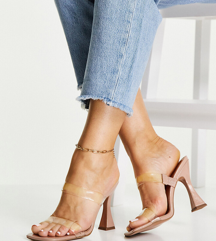 ASOS DESIGN Wide Fit Nasia heeled mules in clear - ShopStyle