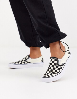 vans checkered slip ons grey
