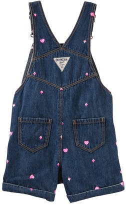 Osh Kosh Baby Girl Embroidered Heart Denim Shortalls