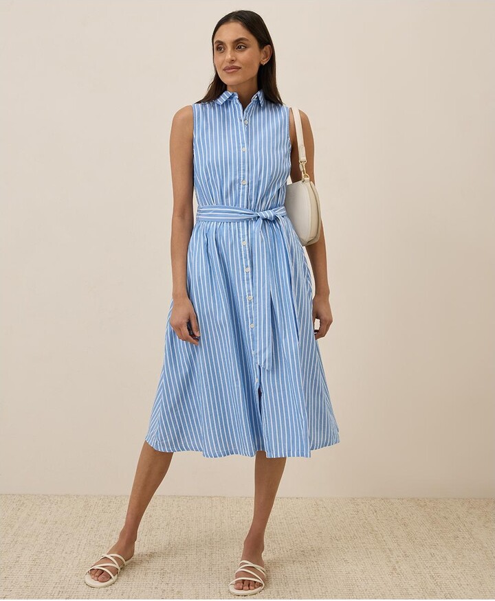 Pact Women's Organic Cotton Sunset Lightweight Cotton Sleeveless Shirtdress