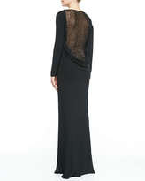 Thumbnail for your product : Halston Beaded-Lace Back Boat-Neck Gown