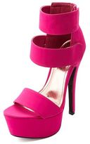 Thumbnail for your product : Charlotte Russe Anne Michelle Three-Strap Mega-Platform Heels