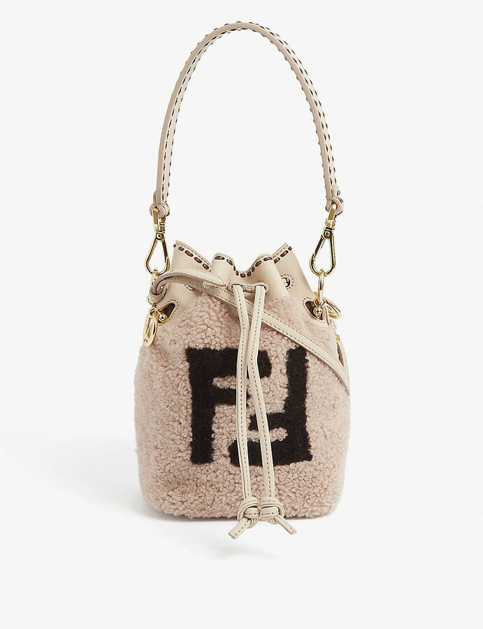Fendi Mon Trésor mini shearling bucket bag - ShopStyle