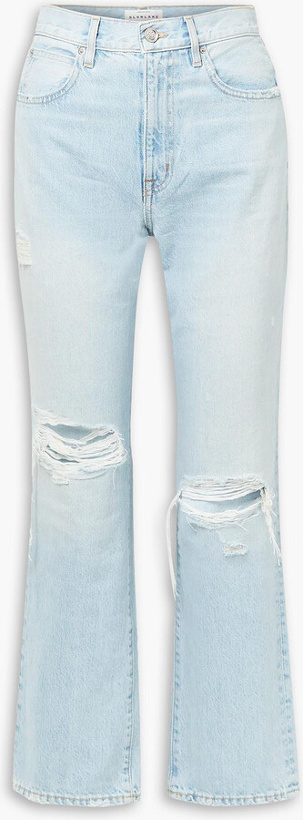 SLVRLAKE London cropped distressed high-rise straight-leg jeans