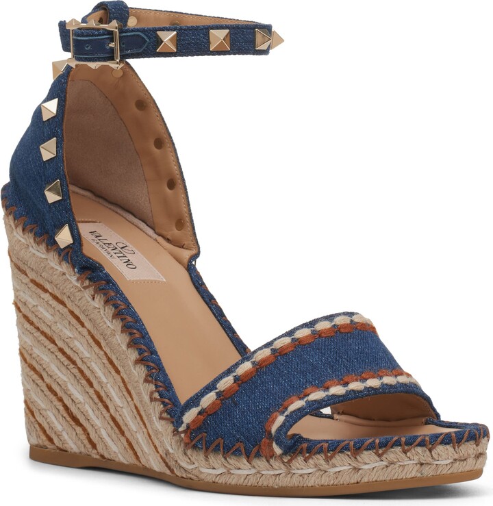 Valentino Garavani Rockstud Espadrille Wedge Sandal