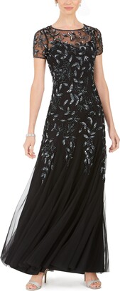 Adrianna Papell Women's Floral-Design Embellished Gown