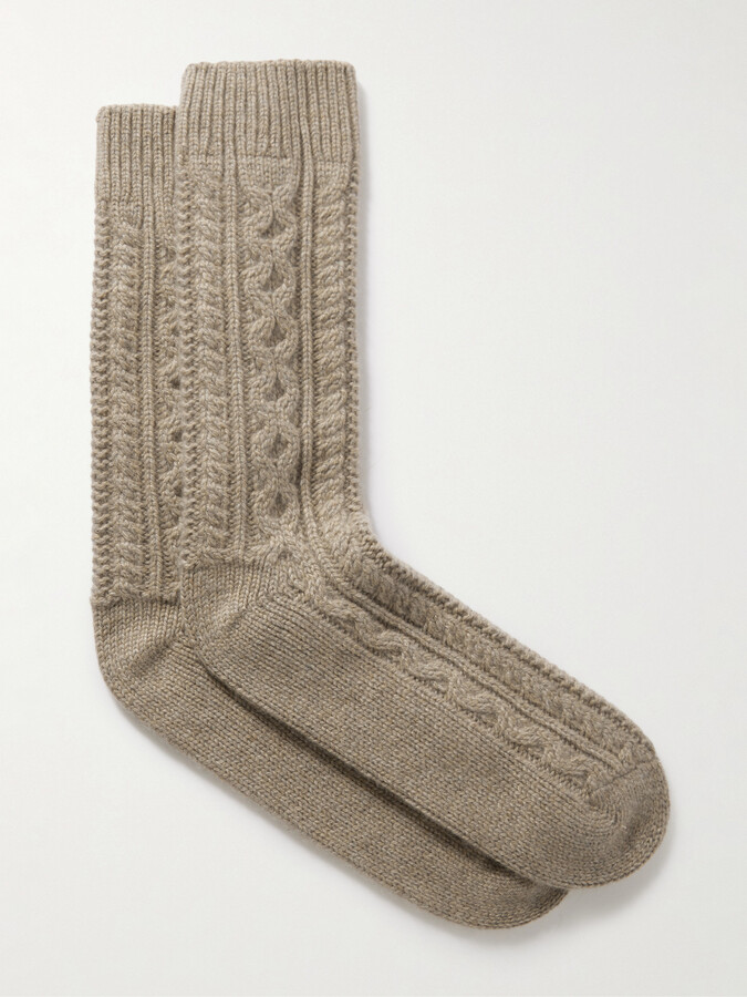 Loro Piana - Eyre Cable-knit Cashmere Socks - Brown