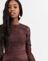 Thumbnail for your product : Asos Tall ASOS DESIGN Tall long sleeve dress in lace with geo lace trims