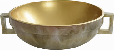 Harp and Finial Cella Bowl - Pearl White Finish on Resin with Gold Leaf Interior