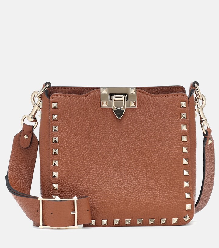 Valentino Neutrals Leather Rockstud Zip Pouch w/ Tags