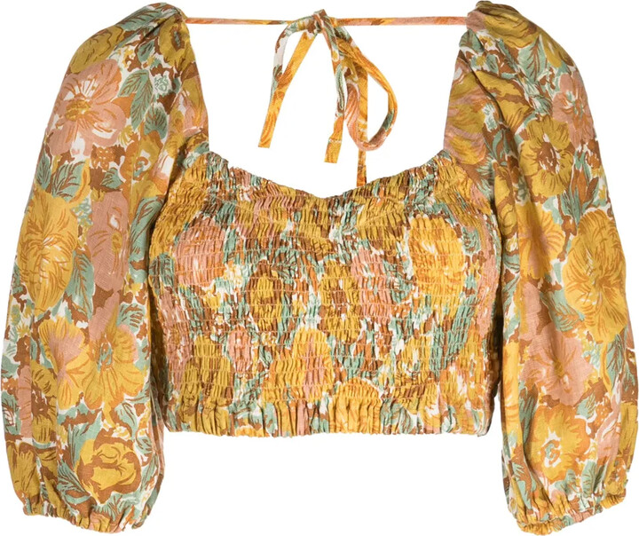 Faithfull The Brand Alejandra floral-print linen crop top