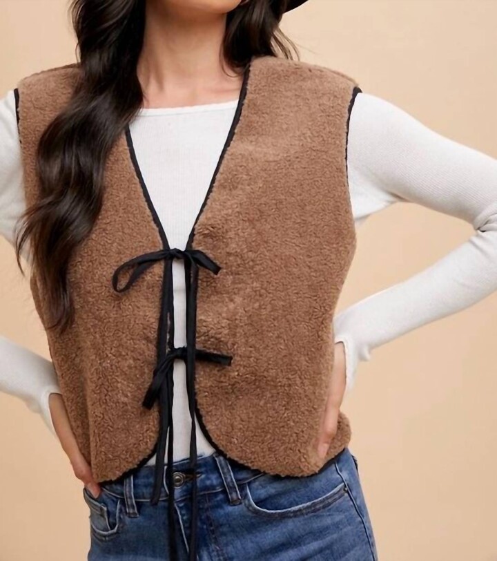 fleece vest with tie