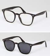 Thumbnail for your product : ASOS 2 Pack Square Geeky Clear Lens & Sunglasses