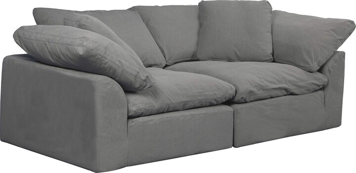 Sunset Trading Cloud Puff 2 Piece Modular Performance Gray Sectional Slipcovered Sofa