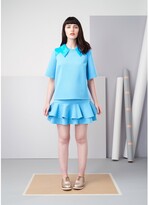 Thumbnail for your product : Manley Luna Wool Top With Neon Leather Collar Blue