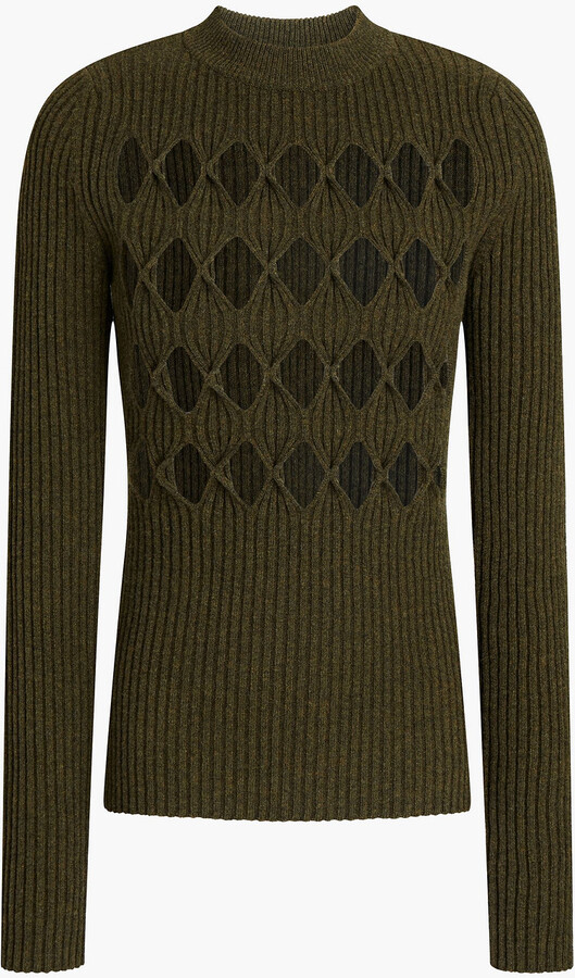 Victoria Beckham Cutout ribbed wool-blend sweater