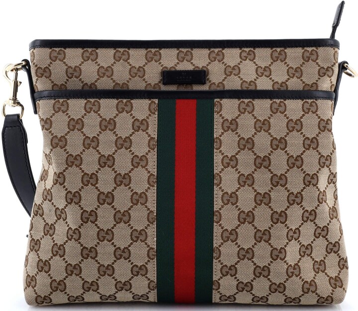 Gucci Front Pocket Web Messenger GG Canvas Small