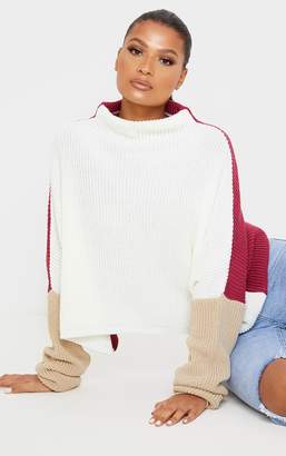 PrettyLittleThing Lilac Oversized Colour Block Jumper