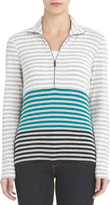 Thumbnail for your product : Jones New York Long Sleeve Striped Cotton Mock Neck Shirt