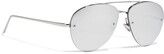 Thumbnail for your product : Linda Farrow Aviator-style silver-tone mirrored sunglasses