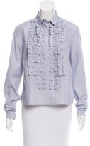 Thumbnail for your product : Richard Nicoll Pinstripe Ruffle-Trimmed Top