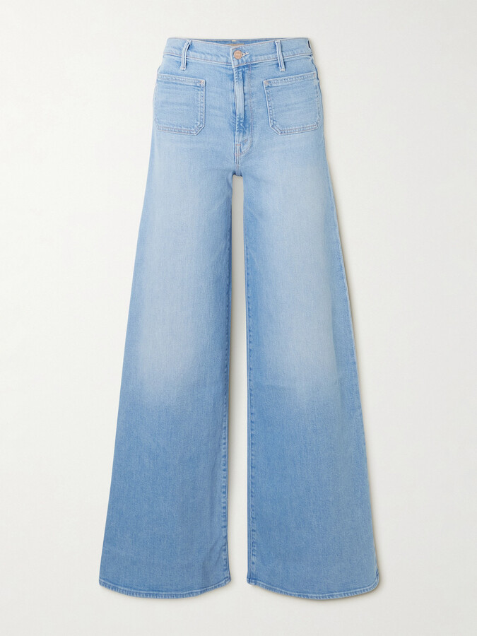 Mother The Patch Pocket Undercover Sneak High-rise Wide-leg Jeans - Blue
