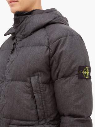 Stone Island Hooded Quilted-down Coated-linen Jacket - Mens - Black