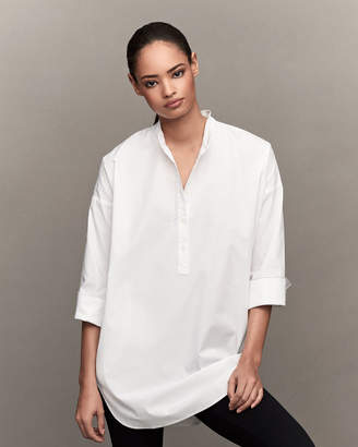 Go Silk 3/4-Sleeve Half-Button Oversized Stretch-Cotton Shirt, Petite