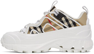 Burberry White & Beige Check Arthur Sneakers