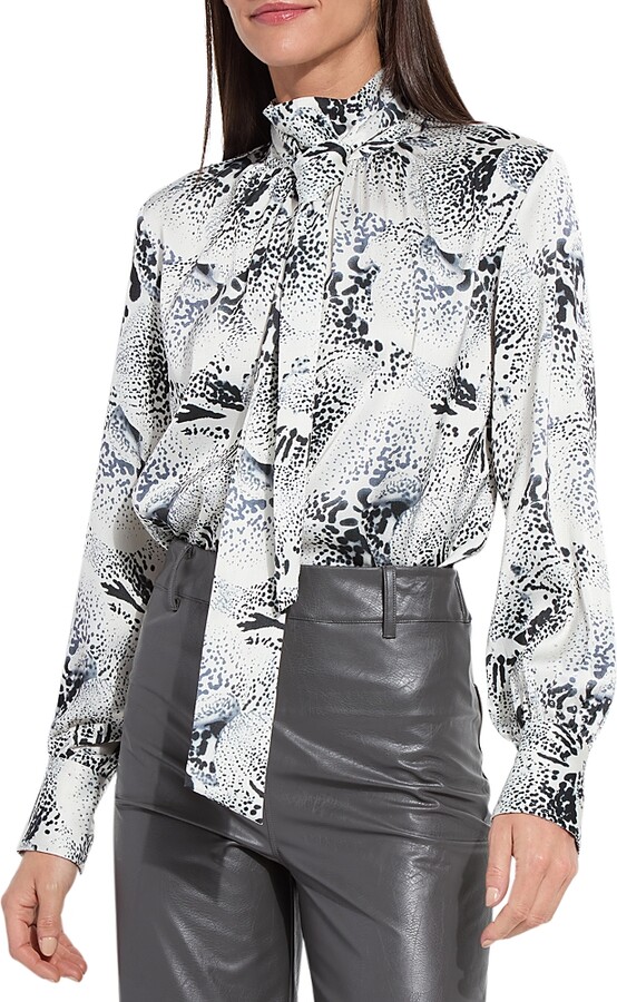 Lysse Onyx Embellished Tie Neck Blouse