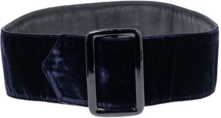 Giorgio Armani Dark Blue Velvet Buckle Waist Belt 55CM