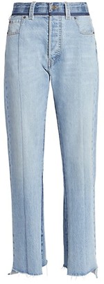 slimming rag patch spliced jeans