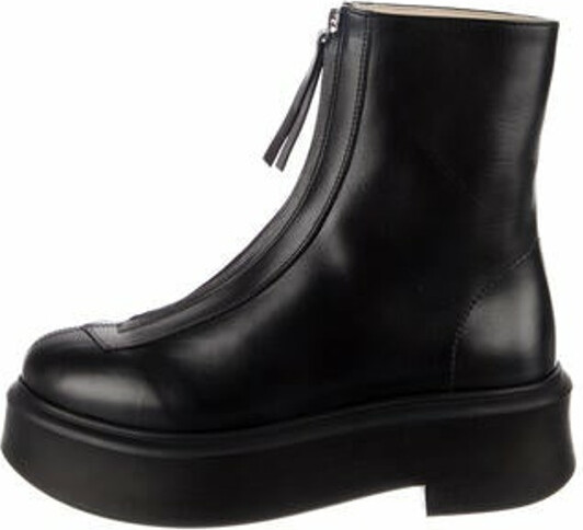 The Row Leather Combat Boots - ShopStyle