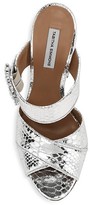 Thumbnail for your product : Tabitha Simmons Reyner Crystal Buckle Metallic Snakeskin-Embossed Leather Mules