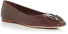 Tory Burch Women's Georgia Snake Embossed Square Toe Ballet Flats -  ShopStyle