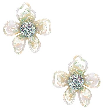 Fashion Femme or Blanc Caqué Clear Round Crystal Statement Boucles d'oreille 