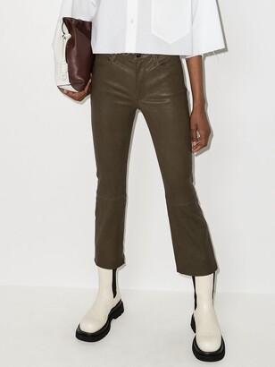 Frame Green Le Crop Mini Boot Leather Jeans