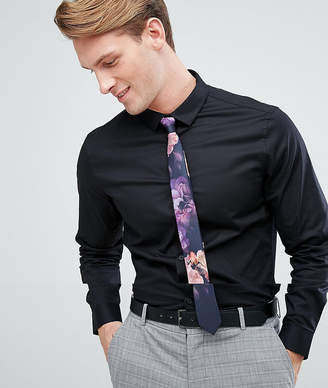 ASOS Slim Shirt In Black With Floral Tie Save
